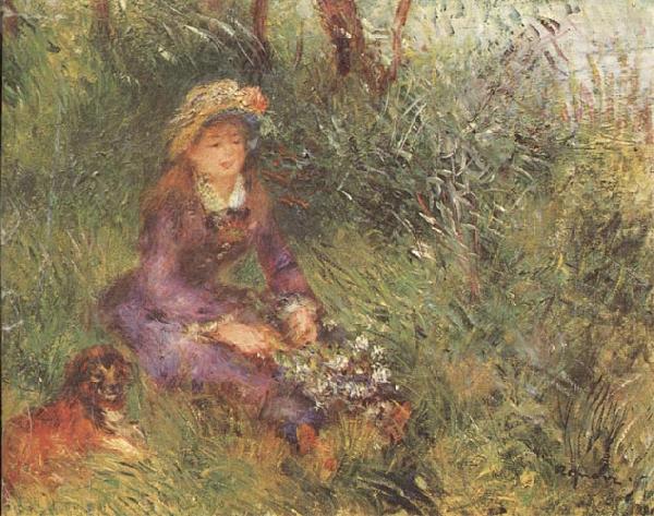 Pierre Renoir Madame Renoir met hond china oil painting image